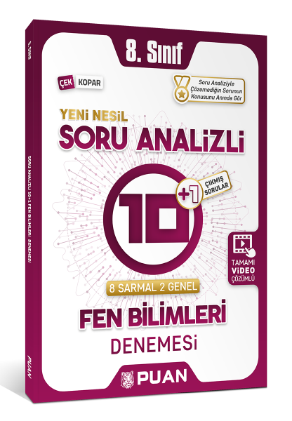 Puan Yayınları 8. Sınıf LGS Fen Bilimleri Soru Analizli 10+1 Deneme
