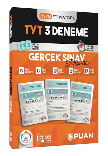 Puan Yayınları TYT 3 Deneme Gerçek Sınav Provası