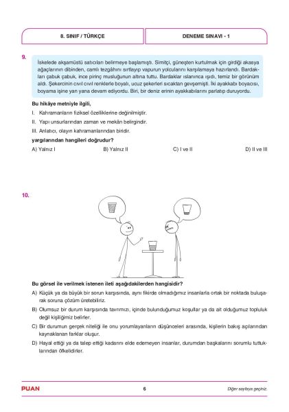 Puan Yayınları 8. Sınıf LGS 1. Dönem Çözümlü 3 Deneme