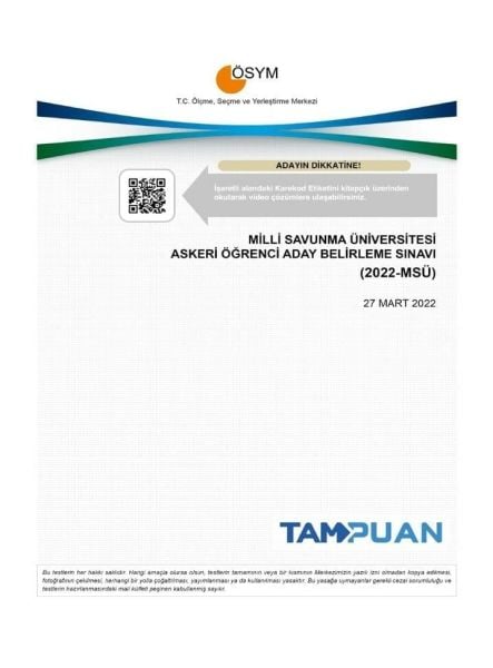 Puan Yayınları Tam Puan 2022 MSÜ Tıpkı Basım Çıkmış Sorular